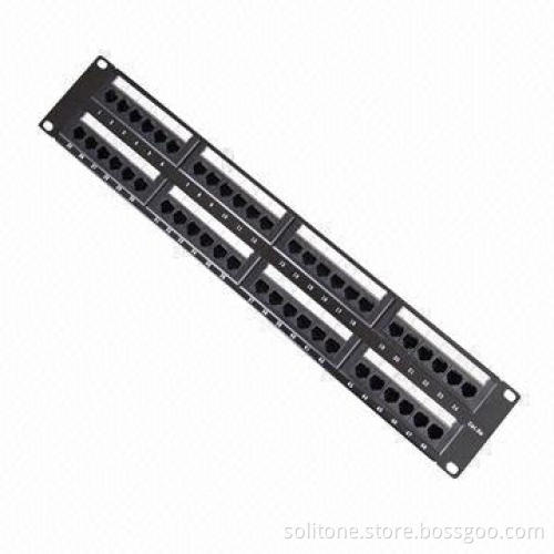 48-port Cat5e UTP Patch Panel with 110 or Dual-use IDC Type and Back Bar